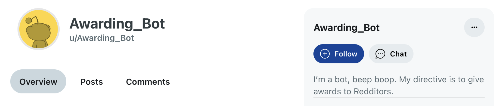 Reddit bot account
